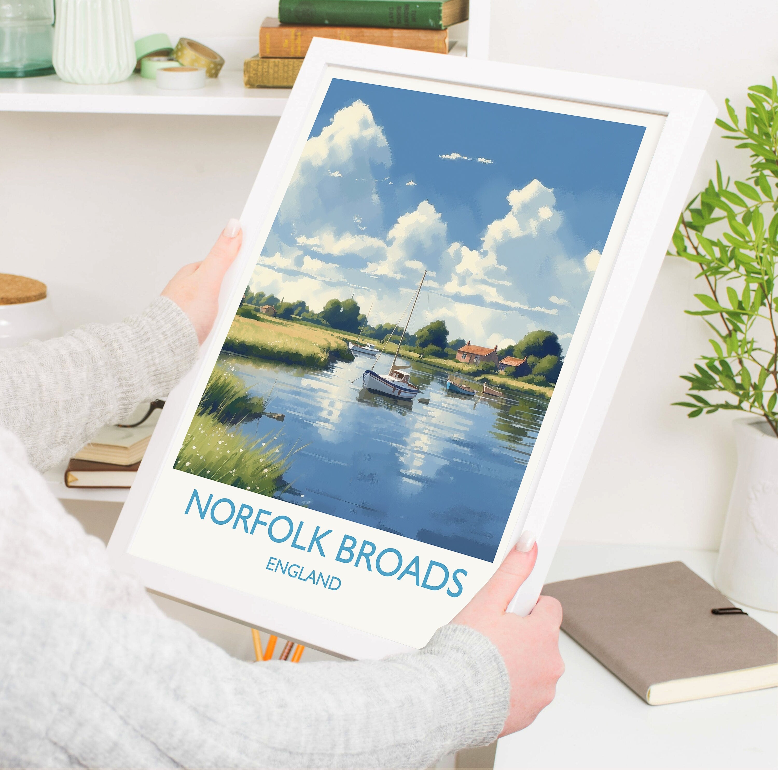 Norfolk Broads Travel Print, Travel Poster of Norfolk Broads, England, Norfolk Art, Norfolk Broads Gift, Wall Art Print NQ Media Designs