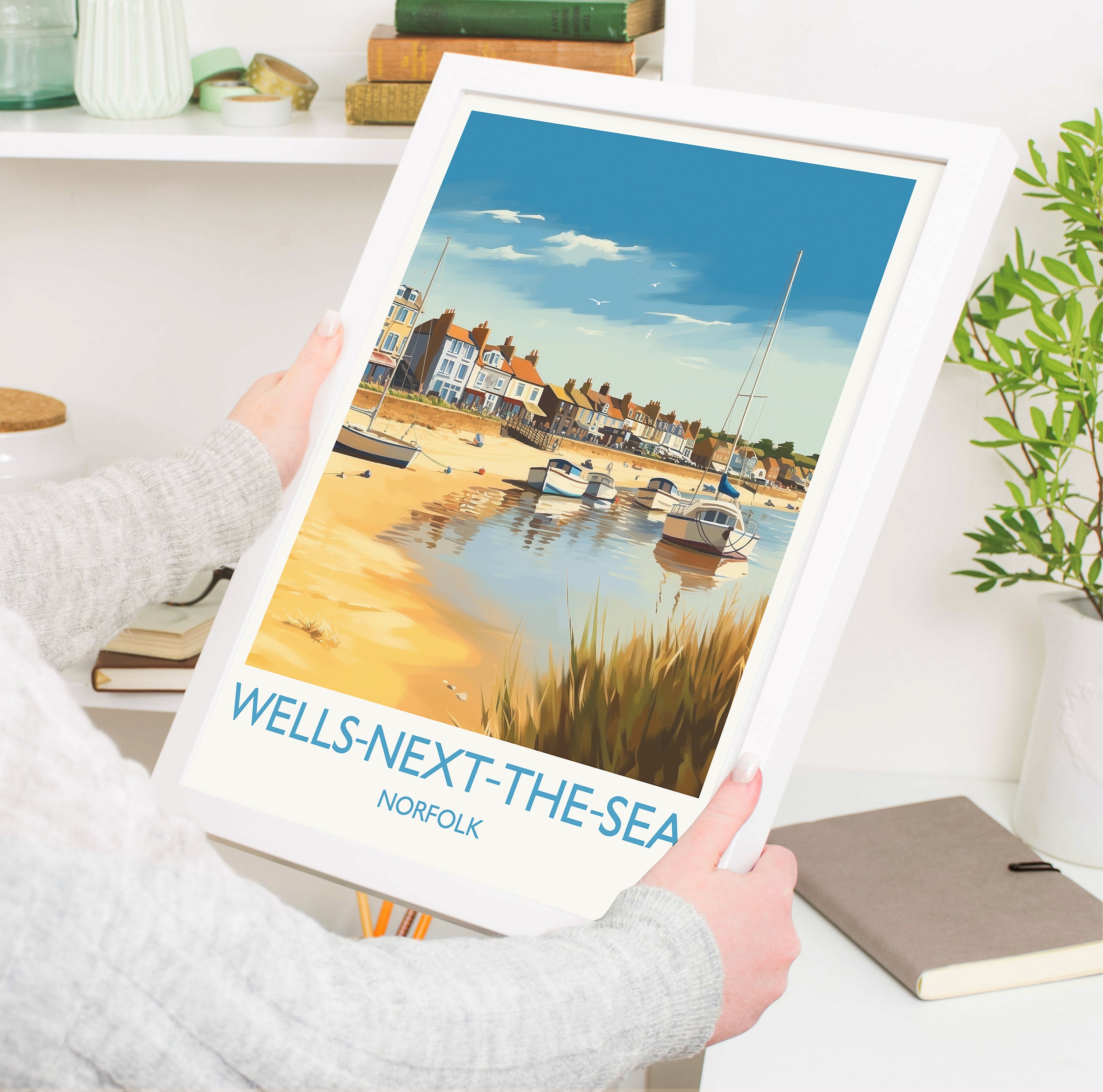 Wells Next the Sea Travel Print, Travel Poster of Wells Next the Sea, Norfolk, England, Norfolk Art, Norfolk Gift, Wall Art Print NQ Media Designs