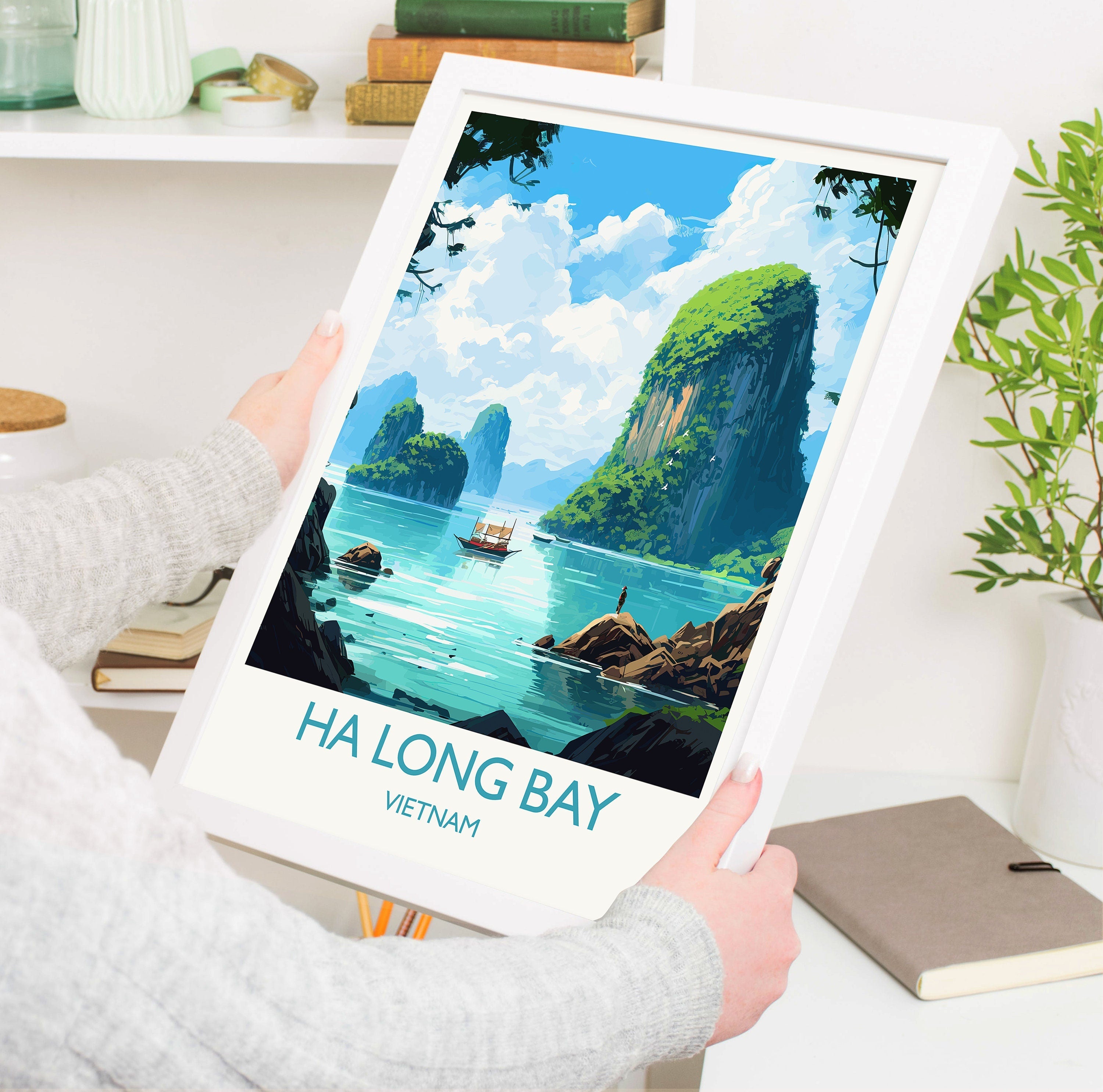 Ha Long Bay Travel Print, Travel Poster of Ha Long Bay, Vietnam, Asia, Ha Long Bay Gift, Vietnam Gift, Wall Art Print NQ Media Designs