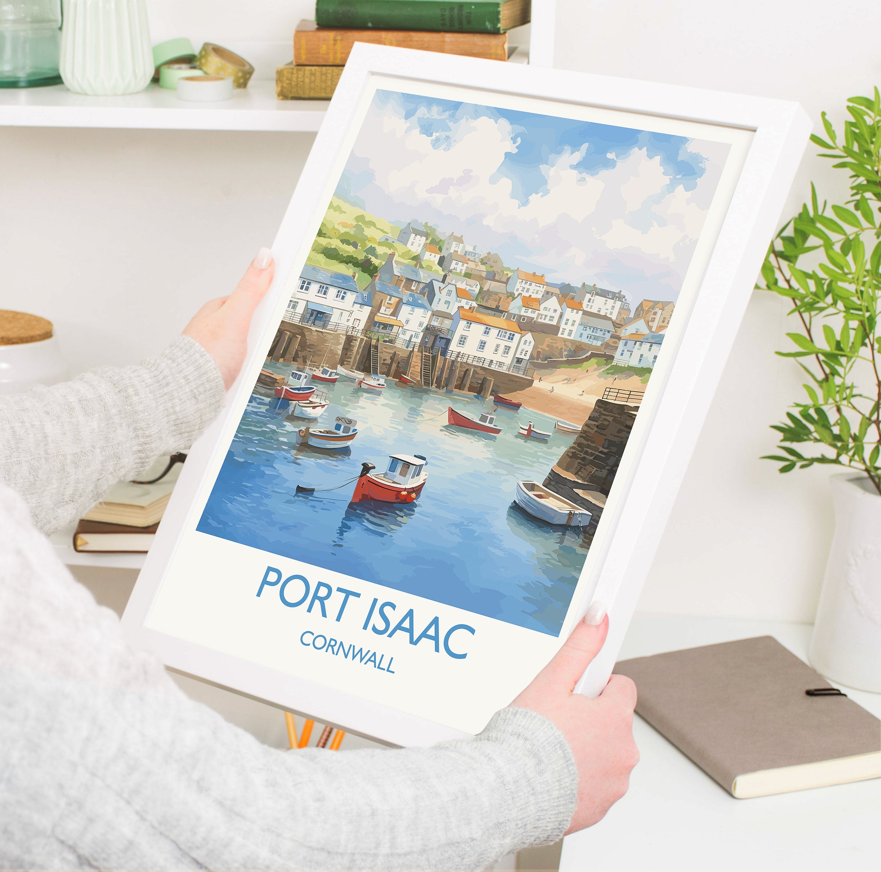 Port Isaac Travel Poster, Travel Print of Port Isaac, Cornwall, England, Cornwall Art, Port Isaac Gift, Wall Art Print NQ Media Designs