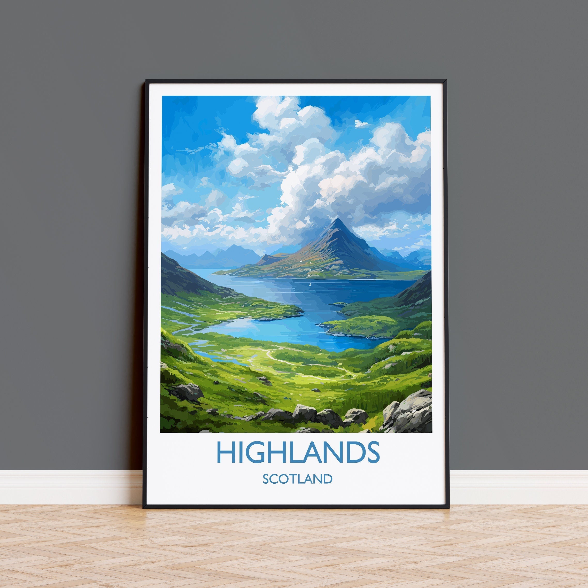 Highlands Poster, Travel Print of Highlands, Scotland, UK, Travel Gift NQ Media Designs