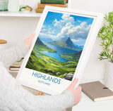 Highlands Poster, Travel Print of Highlands, Scotland, UK, Travel Gift NQ Media Designs
