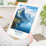 Norway Poster, Travel Print of Norway, Fjords Norway, Travel Gift NQ Media Designs