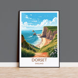 Dorset Travel Print, Travel Poster of Dorset, England, Dorset Coast Art, Dorset Gift, Wall Art Print NQ Media Designs