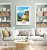 Dorset Travel Print, Travel Poster of Dorset, England, Dorset Coast Art, Dorset Gift, Wall Art Print NQ Media Designs