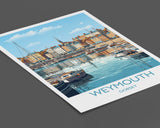 Weymouth Travel Print, Travel Poster of Weymouth, Dorset, England, Dorset Coast Art, Dorset Gift, Wall Art Print NQ Media Designs