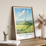 Glastonbury Travel Print, Travel Poster of Glastonbury, Somerset, England, Glastonbury Art, Somerset Gift, Wall Art Print NQ Media Designs