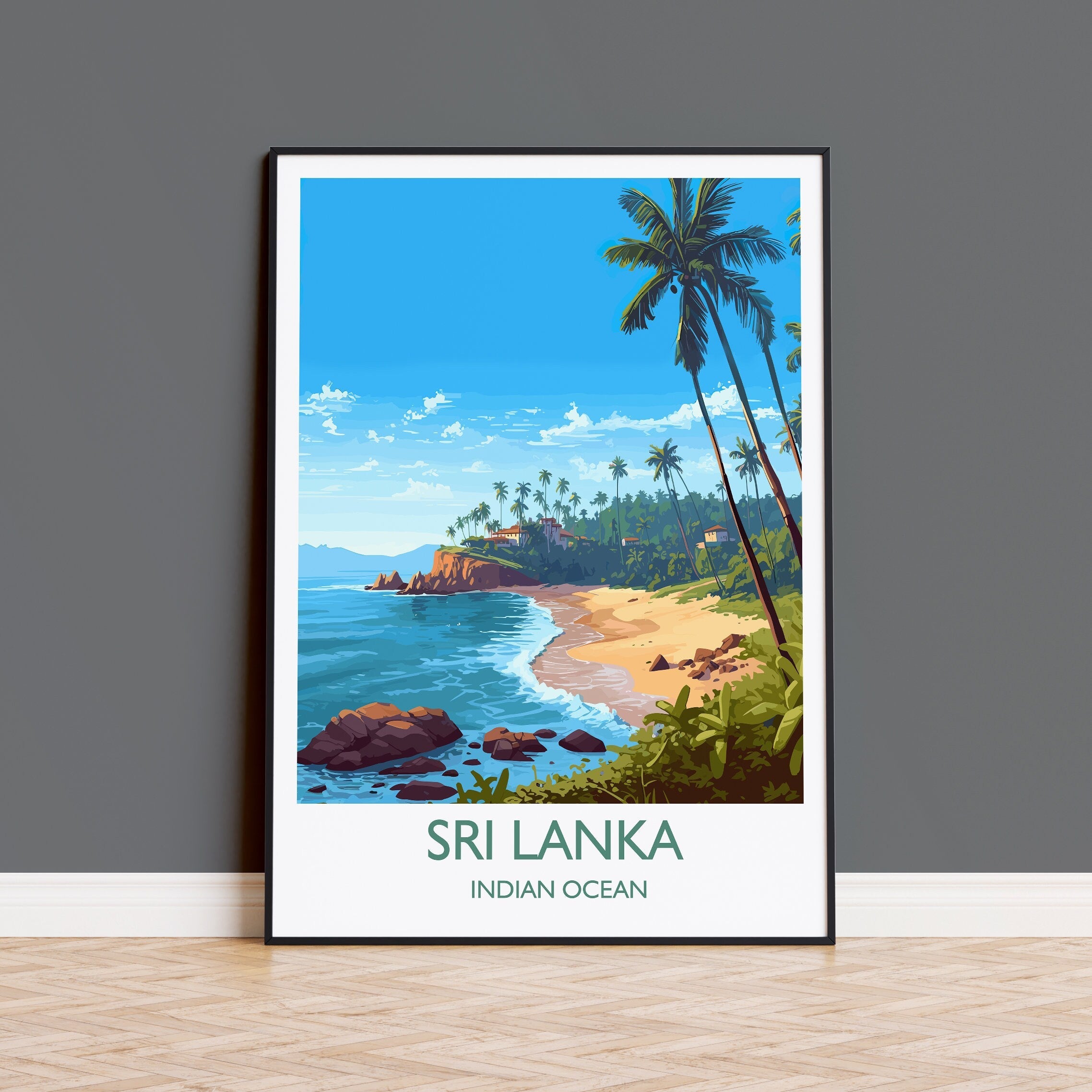 Sri Lanka Travel Print, Travel Poster of Sri Lanka, Indian Ocean, Sri Lanka Gift, Wall Art Print NQ Media Designs