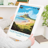 Northumberland Travel Print, Travel Poster of Northumberland Coast,England, Northumberland Art, Bamburgh Castle Gift, Wall Art Print NQ Media Designs
