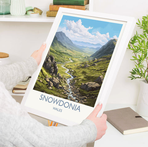 Snowdonia Travel Poster, Snowdonia Travel Print, Wales, Welsh Art, Snowdonia Gift, Wall Art Print