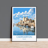 Caenarfon Travel Poster, Caenarfon Travel Print, Wales, Welsh Art, Caenarfon Gift, Wall Art Print NQ Media Designs