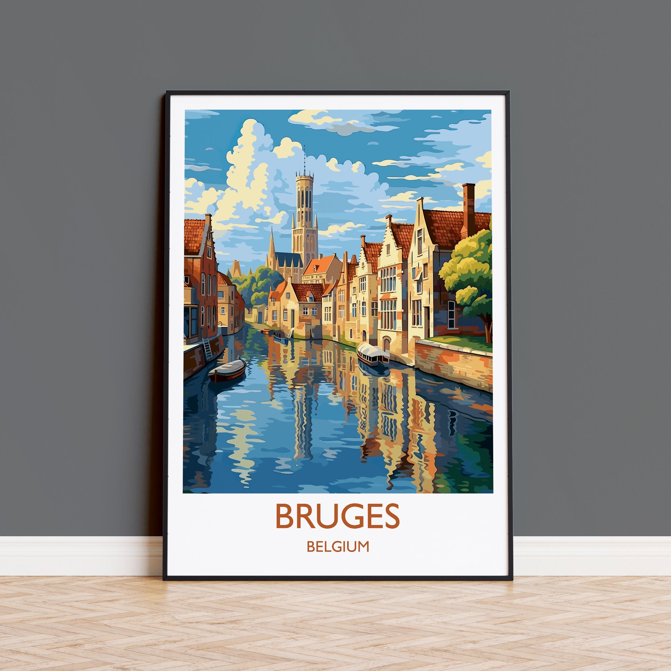 Bruges Poster, Travel Print of Bruges, Belgium, Travel Gift NQ Media Designs