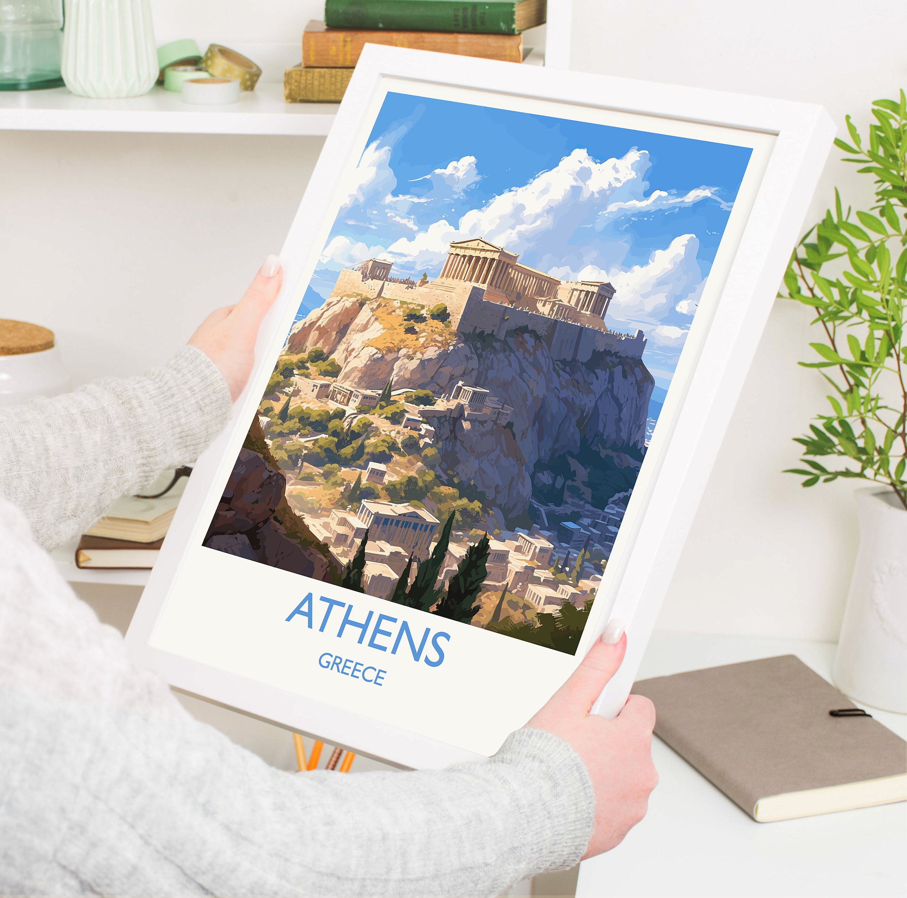 Athens Travel Print, Travel Poster of Athens, Greece, Athens Art, Greece Gift, Wall Art Print NQ Media Designs