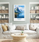 Norway Poster, Travel Print of Norway, Fjords Norway, Travel Gift NQ Media Designs