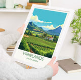 Winelands Poster, Travel Print of Winelands, Wine Region, South Africa, Travel Gift NQ Media Designs