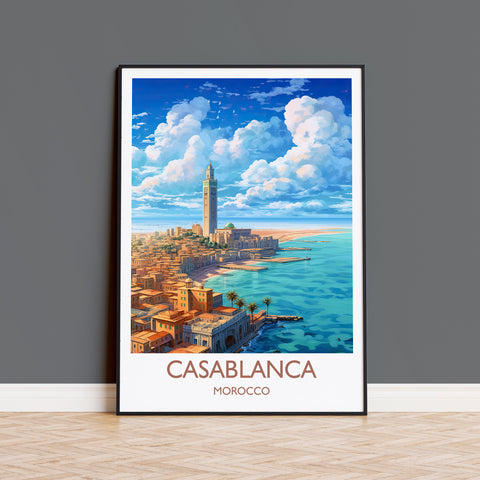 Casablanca Travel Print, Travel Poster of Casablanca, Morocco, Casablanca Art, Casablanca Gift, Wall Art Print