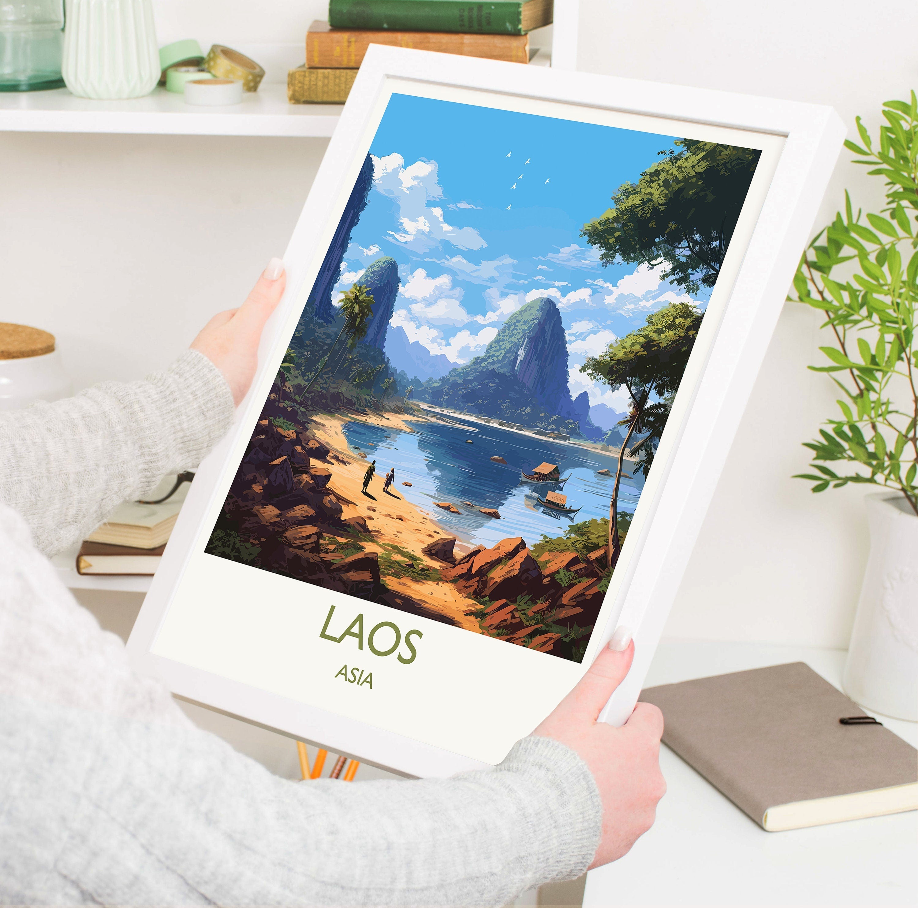 Laos Travel Print, Travel Poster of Laos, Asia, Laos Art, Laos Gift, Wall Art Print NQ Media Designs