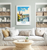 Zurich Travel Poster, Travel Print of Zurich, Switzerland, Swiss Art, Zurich Gift, Wall Art Print NQ Media Designs