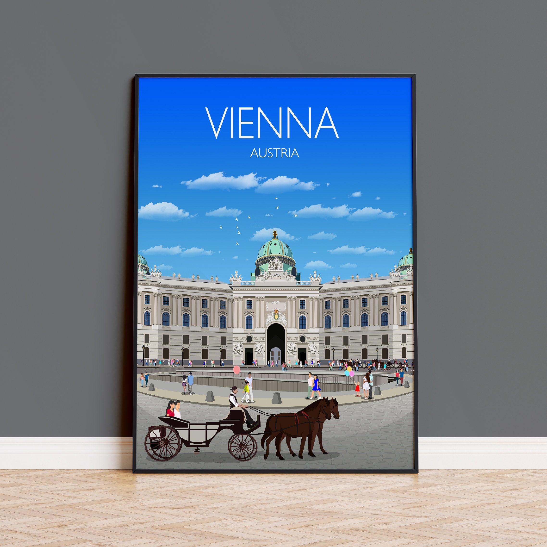 Vienna Travel Poster, Vienna Travel Print, Hofburg Poster, Austria Wall Art Print, Travel Gift, Vienna Gift NQ Media Designs
