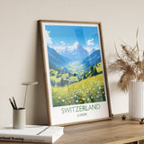 Switzerland Travel Poster, Travel Print of Switzerland, Alps, Swiss Art, Switzerland Gift, Wall Art Print NQ Media Designs
