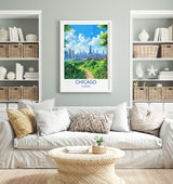 Chicago Travel Poster, Travel Print of Chicago, Illinois, USA Gift, Wall Art Print NQ Media Designs