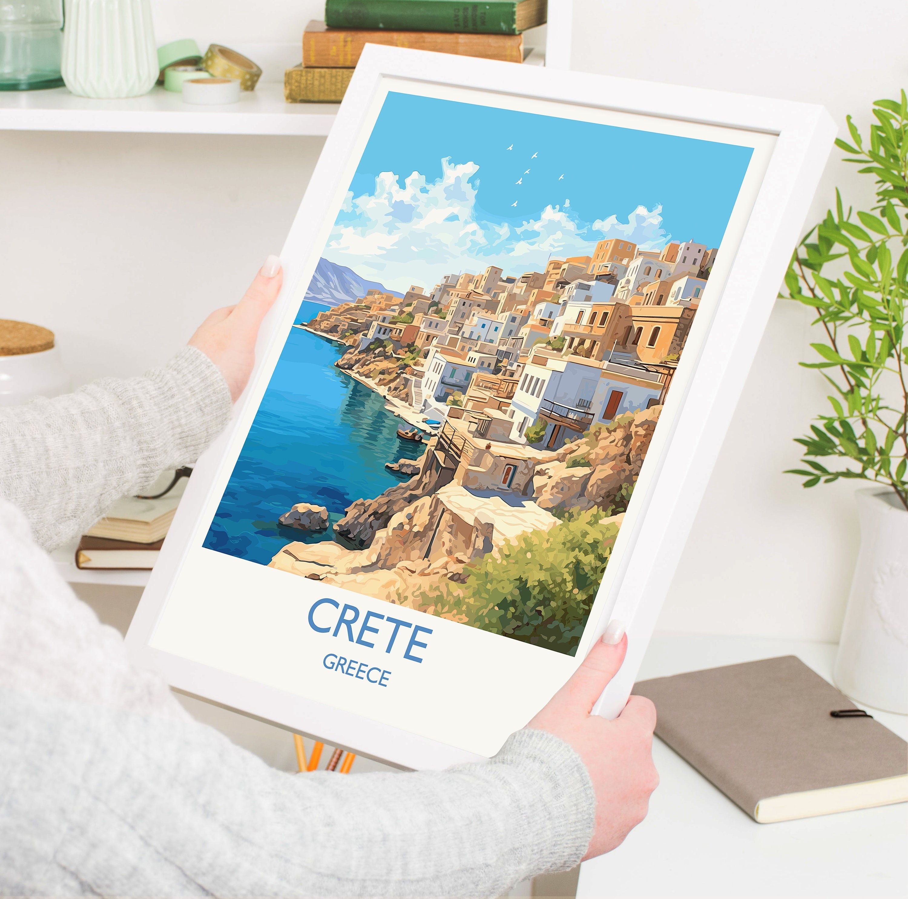 Crete Travel Print, Travel Poster of Crete, Greece Gift, Greek Islands Art, Crete Gift, Wall Art Print NQ Media Designs