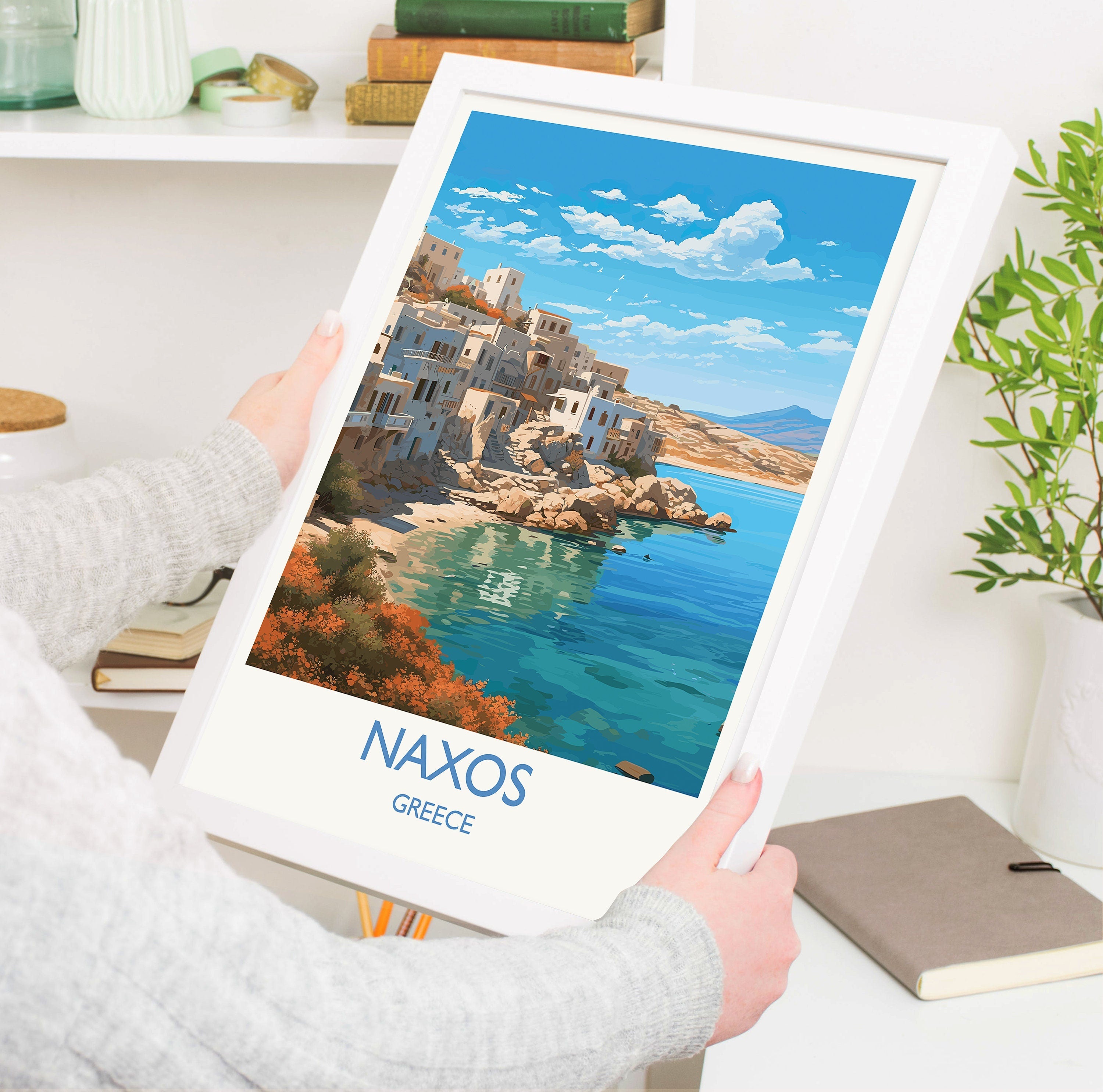 Naxos Travel Print, Travel Poster of Naxos, Greece Gift, Greek Islands Art, Naxos Gift, Wall Art Print NQ Media Designs