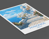 Mykonos Travel Print, Travel Poster of Mykonos, Greece Gift, Greek Islands Art, Mykonos Gift, Wall Art Print NQ Media Designs