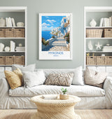 Mykonos Travel Print, Travel Poster of Mykonos, Greece Gift, Greek Islands Art, Mykonos Gift, Wall Art Print NQ Media Designs