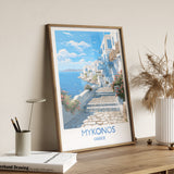 Mykonos Travel Print, Travel Poster of Mykonos, Greece Gift, Greek Islands Art, Mykonos Gift, Wall Art Print NQ Media Designs
