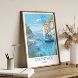 Zakynthos Travel Poster, Travel Print of Zakynthos, Greece Gift, Greek Islands Art, ZakynthosGift, Wall Art Print NQ Media Designs