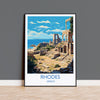Rhodes Travel Print, Travel Poster of Rhodes, Greece Gift, Greek Islands Art, Rhodes Gift, Wall Art Print