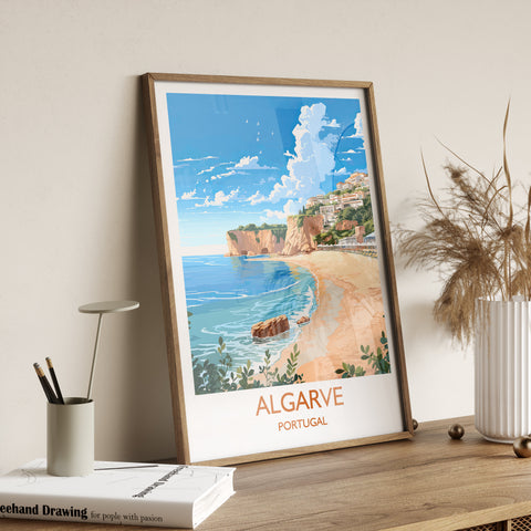Algarve Travel Print, Travel Poster of Algarve, Portugal, Algarve Art, Algarve Gift, Wall Art Print