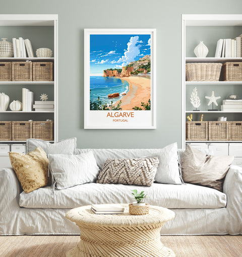 Algarve Travel Print, Travel Poster of Algarve, Portugal, Algarve Art, Algarve Gift, Wall Art Print
