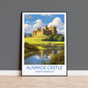 Alnwick Castle Travel Print, Travel Poster of Alnwick Castle, Northumberland, England, Alnwick Castle Gift, Wall Art Print NQ Media Designs