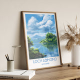 Loch Lomond Travel Poster, Travel Print of Loch Lomond, Scotland, Loch Lomond Gift, Wall Art Print NQ Media Designs