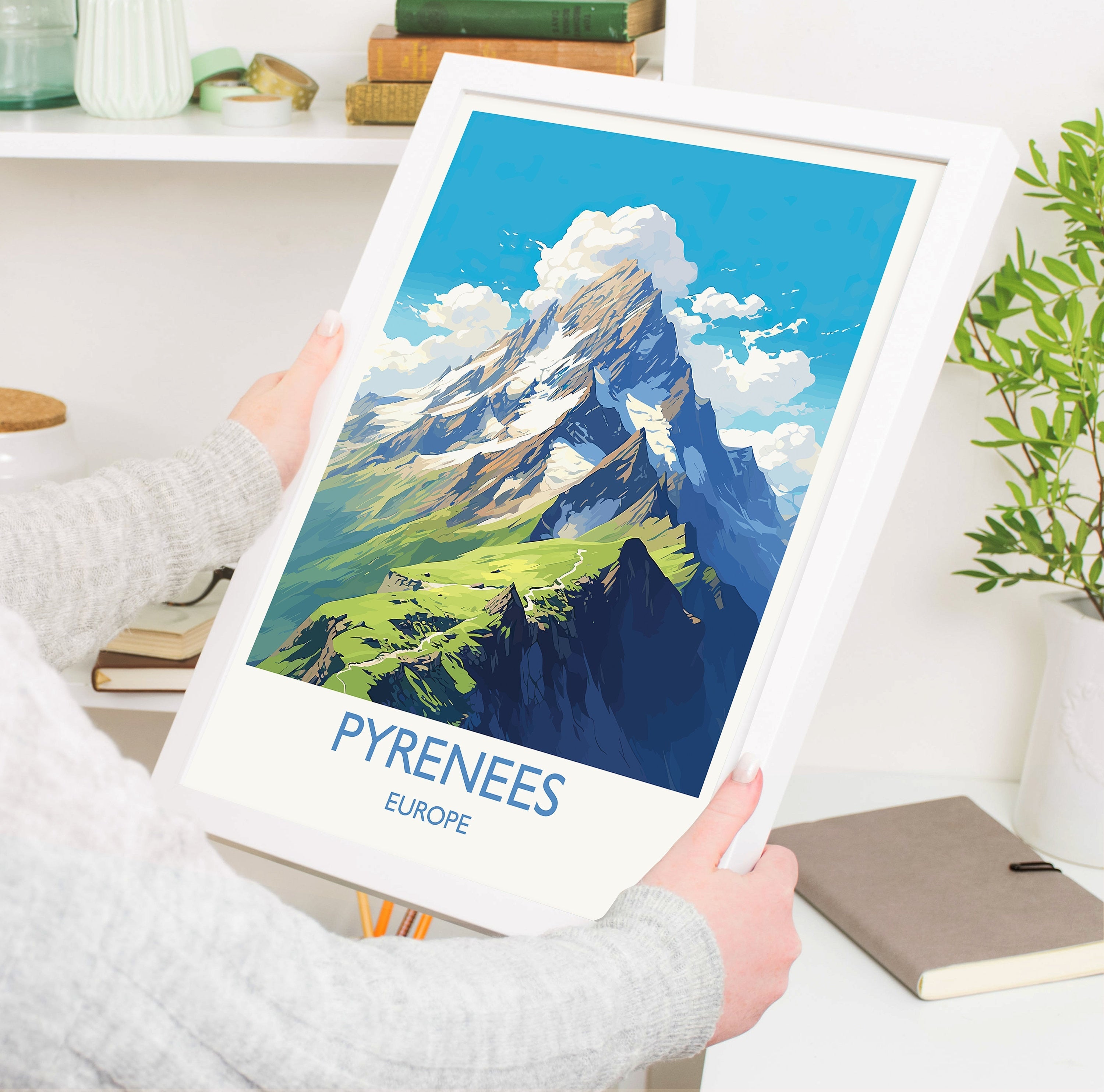 Pyrenees Travel Poster, Travel Print of Pyrenees, Pyrenees Gift, Mountain Art, Pyrenees Gift, Wall Art Print NQ Media Designs