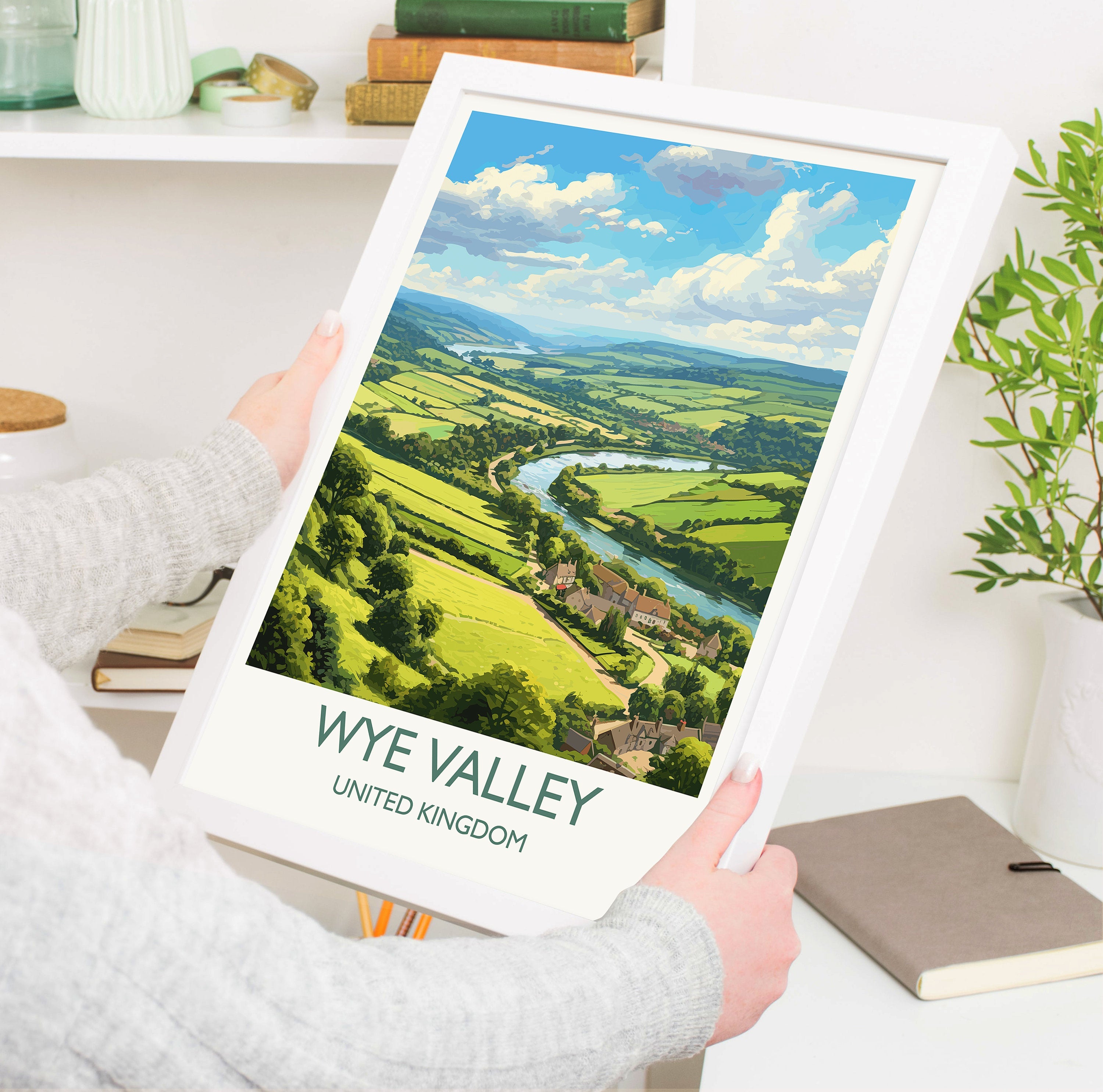 Wye Valley Travel Print, Travel Poster of Wye Valley, UK, Wye Valley Art, Wye Valley Gift, Wall Art Print NQ Media Designs