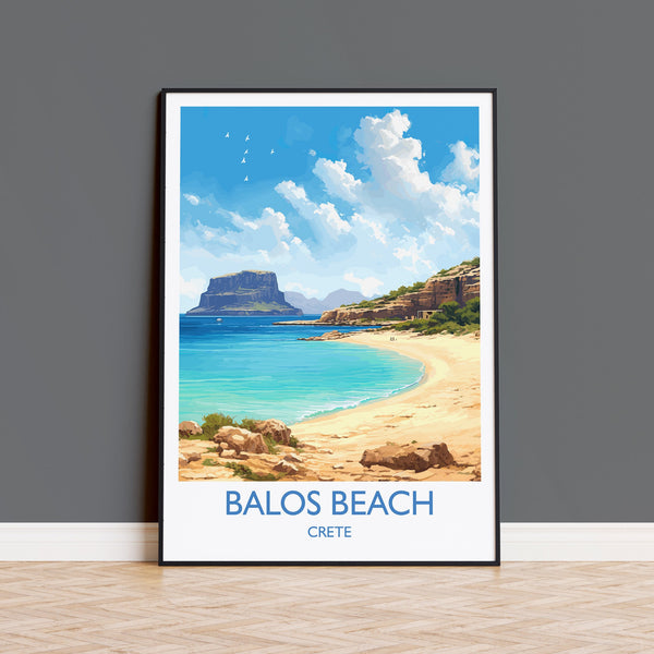Balos Beach Travel Print, Travel Poster of Balos Beach, Greece Gift, Greek Islands Art, Crete Gift, Wall Art Print