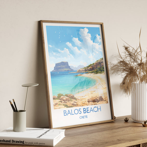 Balos Beach Travel Print, Travel Poster of Balos Beach, Greece Gift, Greek Islands Art, Crete Gift, Wall Art Print