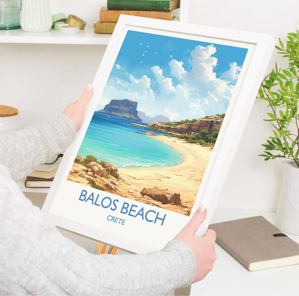 Balos Beach Travel Print, Travel Poster of Balos Beach, Greece Gift, Greek Islands Art, Crete Gift, Wall Art Print