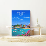 Tenby Travel Poster, Tenby Travel Print, Wales Poster, Wales Wall Art Print, Travel Gift, Tenby Gift NQ Media Designs