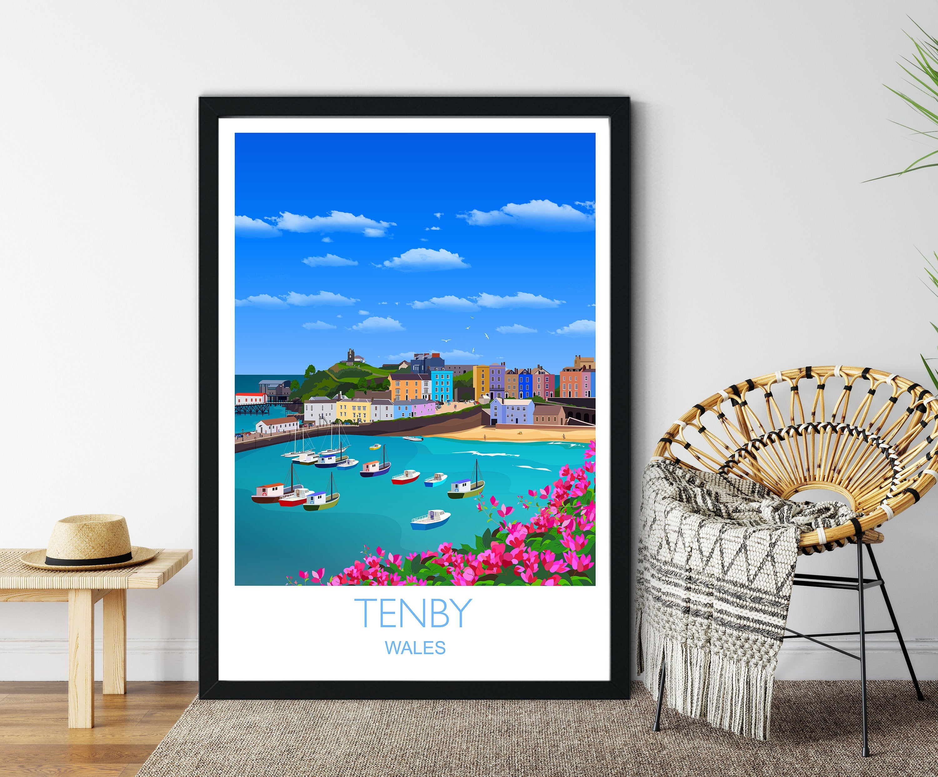 Tenby Travel Print of Tenby, Wales Poster, Wales, Tenby Travel Gift NQ Media Designs