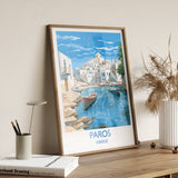 Paros Travel Poster, Travel Print of Paros, Greece Gift, Greek Islands Art, Paros Gift, Wall Art Print NQ Media Designs