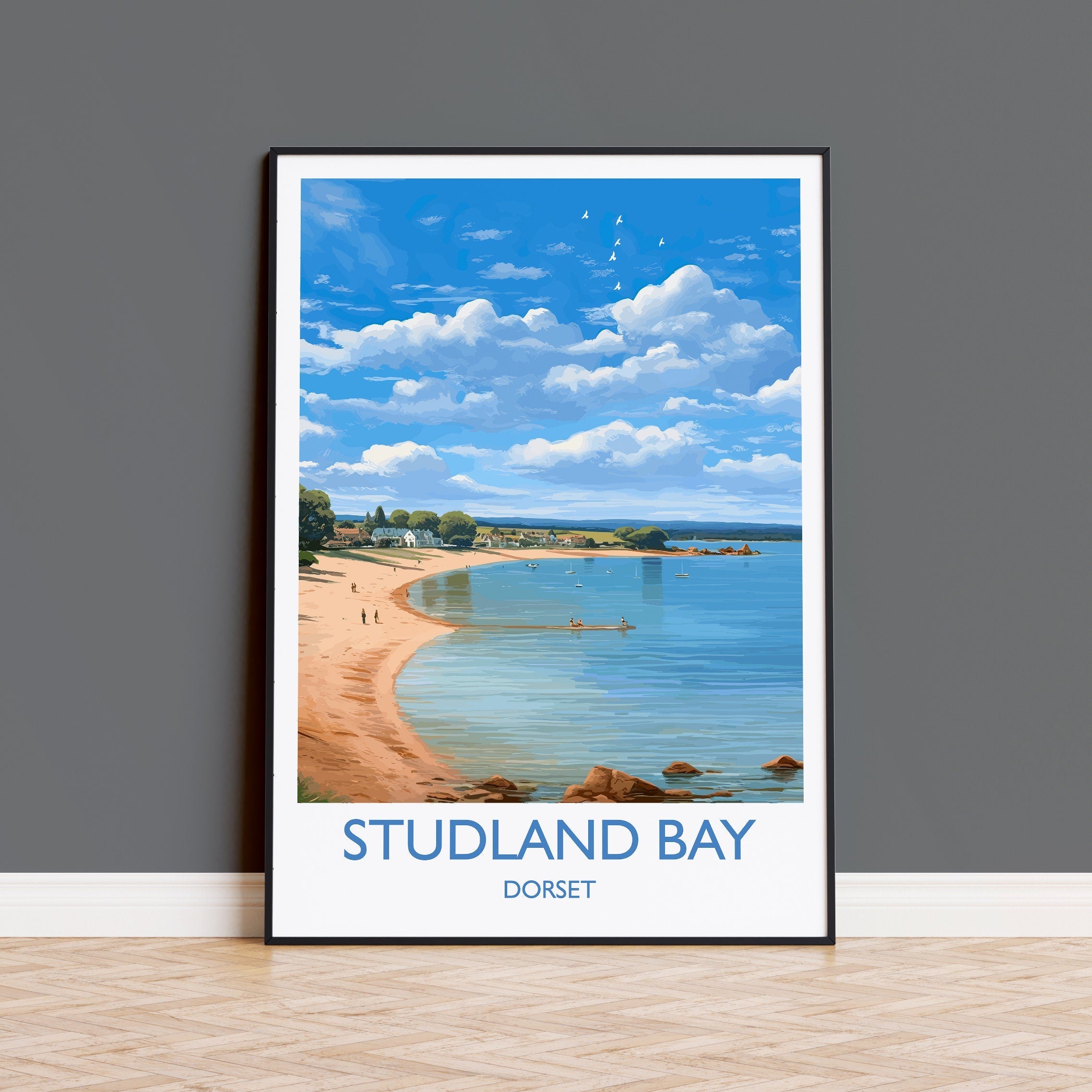 Studland Bay Travel Print, Travel Poster of Studland Bay, England, Dorset Coast Art, Dorset Gift, Wall Art Print NQ Media Designs