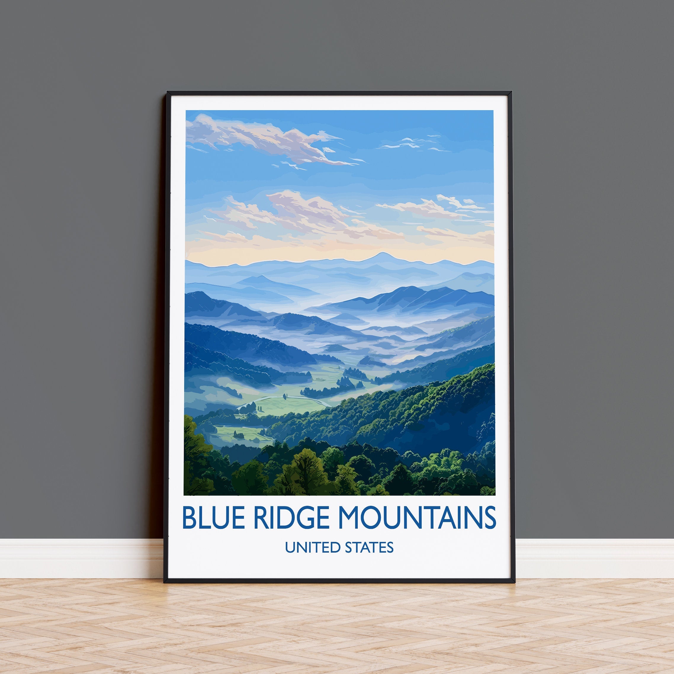 Blue Ridge Mountains Poster, Travel Print of Blue Ridge Mountains, Appalachian Mountains, USA, Travel Gift NQ Media Designs