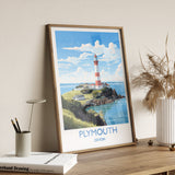 Plymouth Travel Print, Travel Poster of Plymouth, Devon, England, Devon Coast Art, Devon Gift, Wall Art Print NQ Media Designs