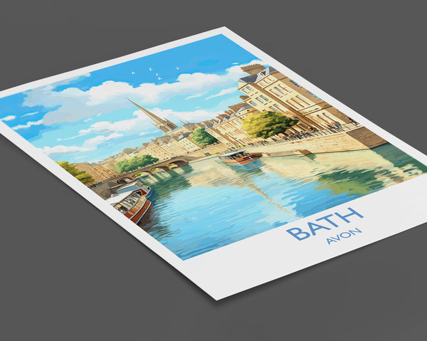 Bath Travel Print, Travel Poster of Bath, England, Cotswolds Art, Bath Gift, Wall Art Print
