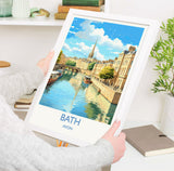 Bath Travel Print, Travel Poster of Bath, England, Cotswolds Art, Bath Gift, Wall Art Print NQ Media Designs