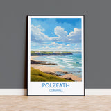 Polzeath Travel Poster, Travel Print of Polzeath, England, Cornwall Art, Cornwall Gift, Wall Art Print NQ Media Designs